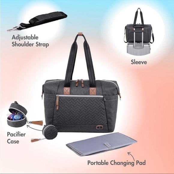 Dikaslon Baby Large Bag Tote Boy Girls Dark Grey Multi Pocket Bag Multi Pocket - Picture 7 of 9